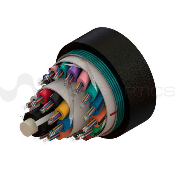 Rendered image of a Loose Tube Single Armored Single Jacket Fiber Optic Cable with 288 Fibers